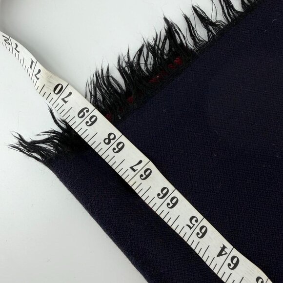 Vintage Yves Saint Laurent Scarf Paisley Burgundy Blue Fringe Wool YSL - Picture 6 of 6